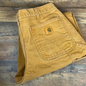 Carhartt B11 Washed Brown Dungaree Fit Work Carpenter Pants Men 34 x 30. EUC